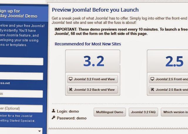 Mencoba Joomla 3 Tanpa Download dan Server