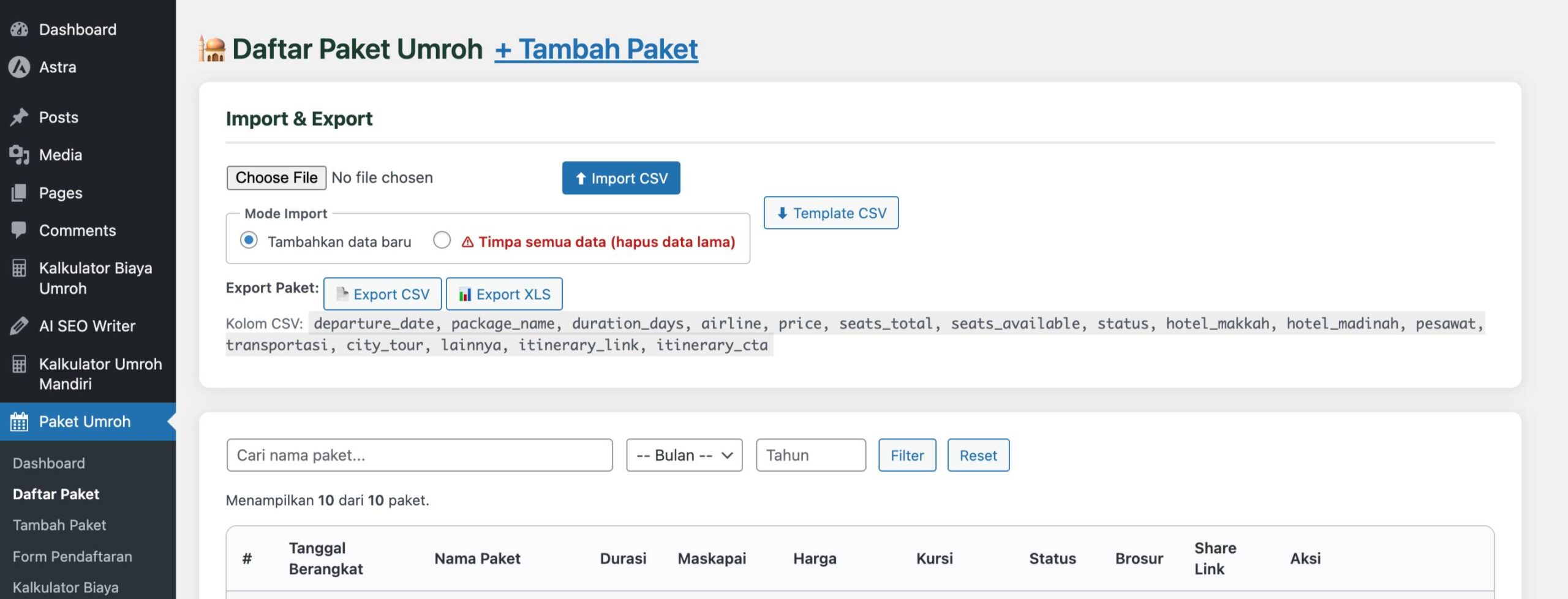 Daftar Paket Umroh