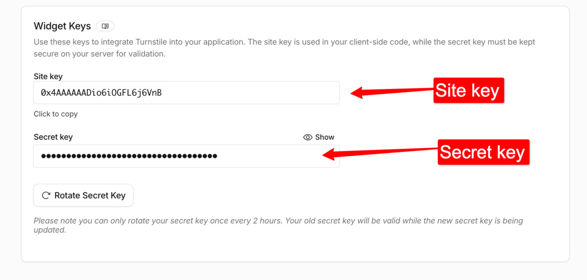 Cloudflare Turnstile key
