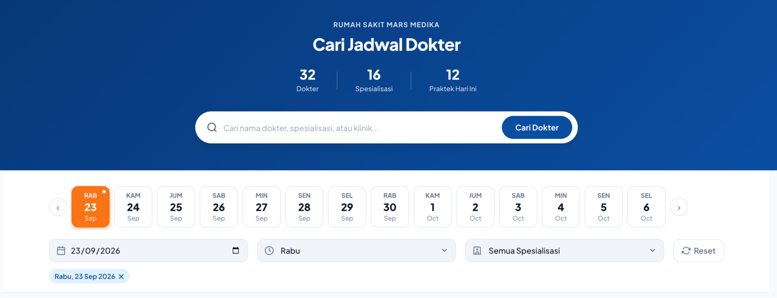 Jadwal Dokter Pro Hero header