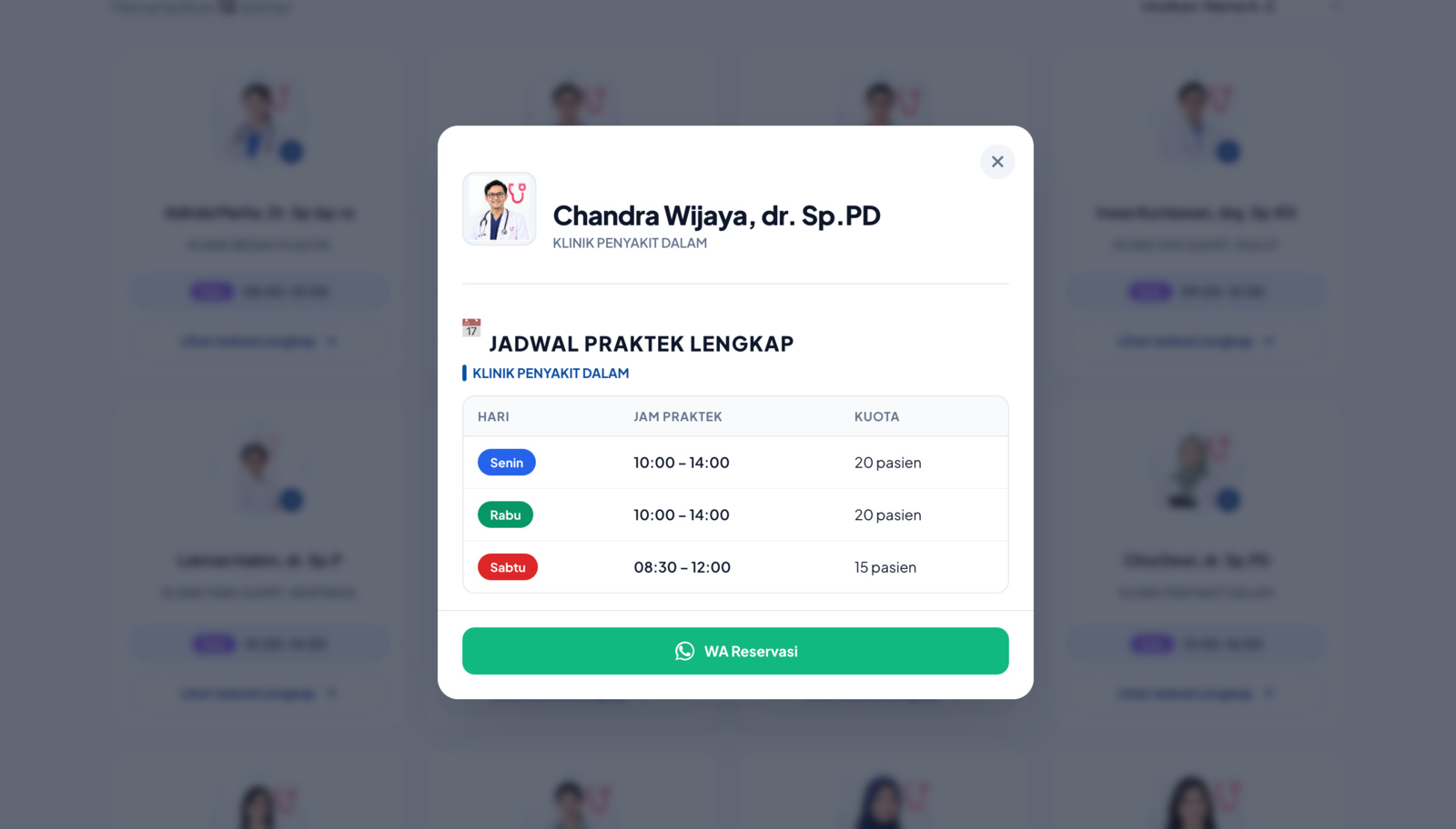 Jadwal Dokter Pro Popup