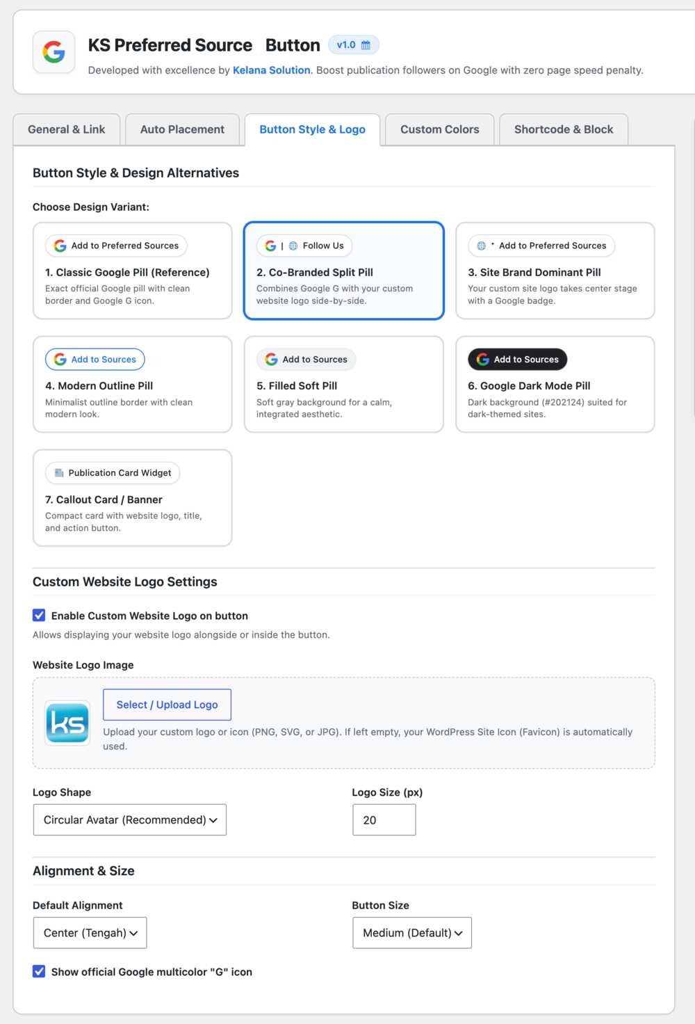 Plugin WordPress KS Google Preferred Source Button