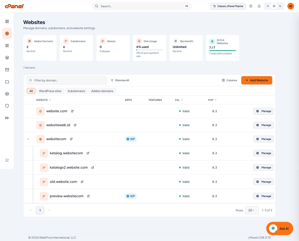 tema baru cPanel Meridian